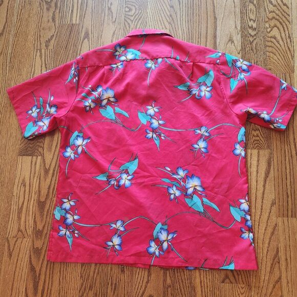 Vintage Keliis of Hawaii Hawaiian Red w Flowers Shirt Extra Large XL Made in USA - Picture 6 of 6